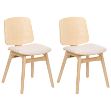 Set of 2 Dining Chairs CHARLESTON Wood Light Brown/ Light Beige