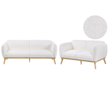 Living Room Set 5 Seater LJUNG Boucle White