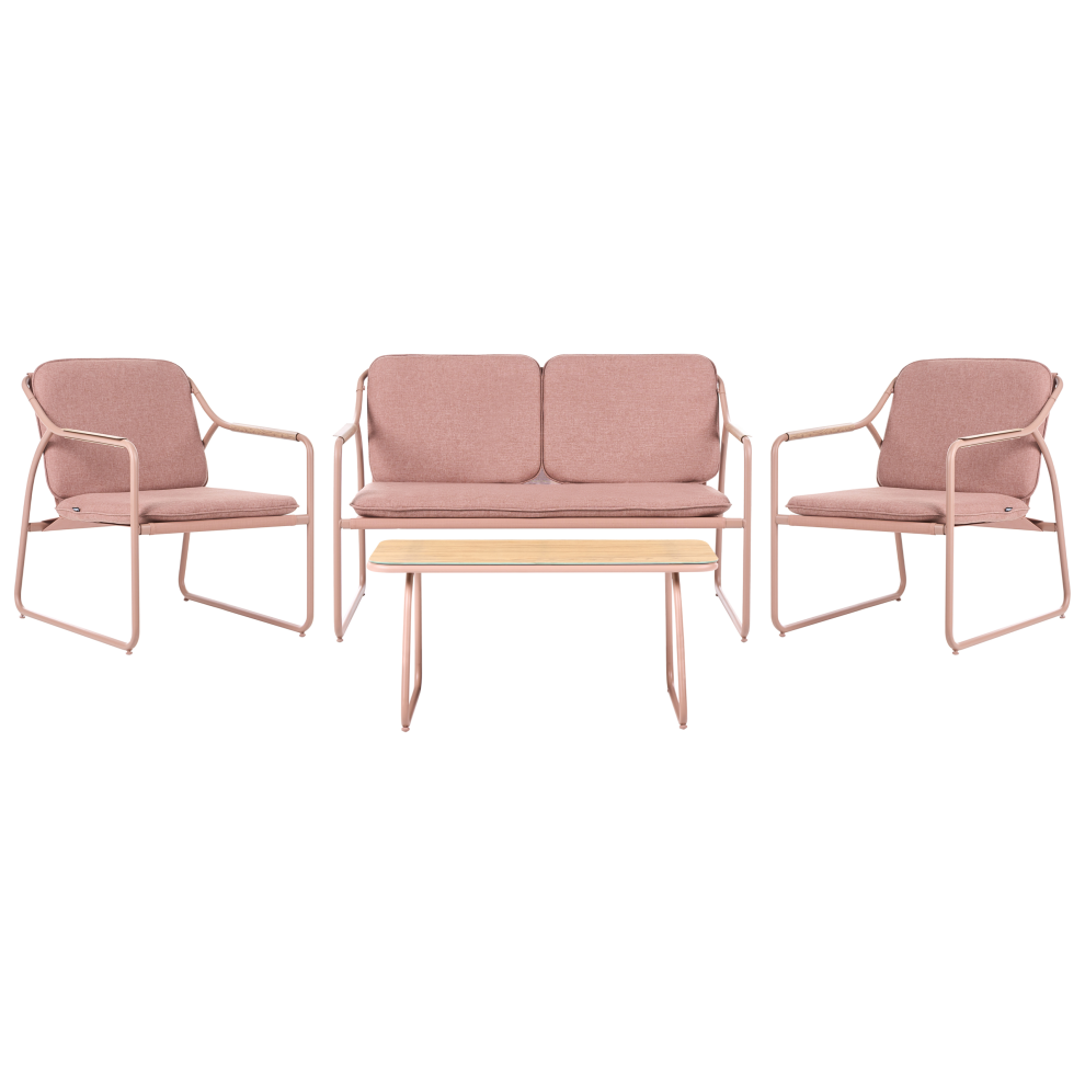 Beliani Garden Lounge Set With Table 4 Seater Calascio Metal Brown