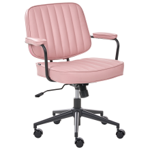 Desk Chair BERNE Faux Leather Pastel Pink