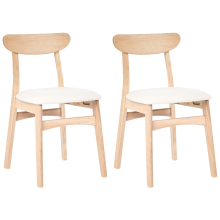 Set of 2 Dining Chairs DOYLE Wood Light Brown/ Light Beige
