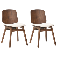 Set of 2 Dining Chairs CHARLESTON Wood Brown/ Light Beige