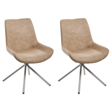 Set of 2 Dining Chairs HAILEY Faux Suede Beige