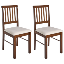 Set of 2 Dining Chairs ORONO Wood Dark Brown/ Light Beige