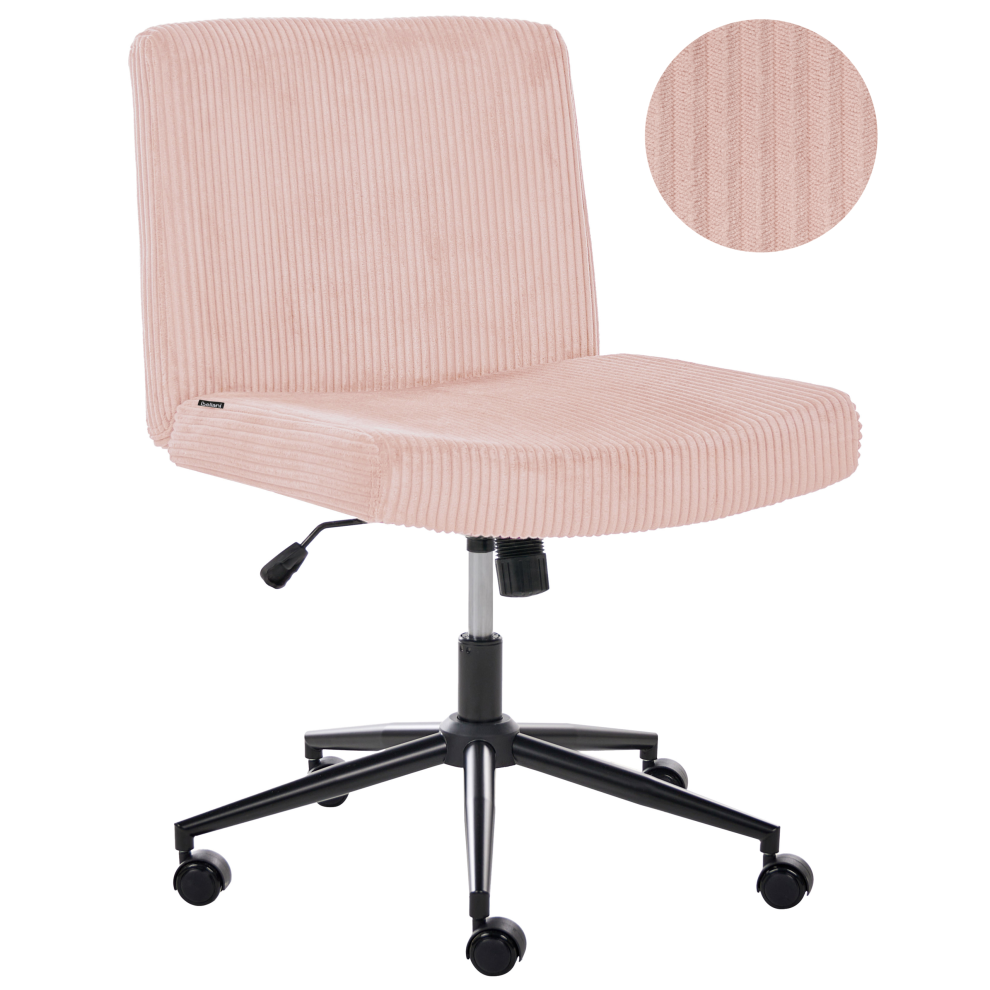 Beliani Desk Chair Geddes Corduroy Pastel Pink