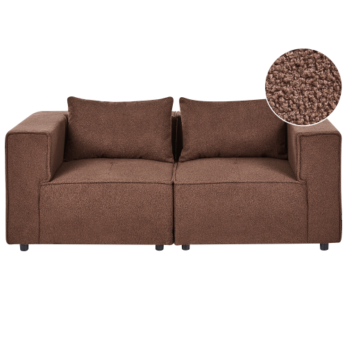 Beliani Modular Sofa 2 Seater AXEBO Boucle Brown