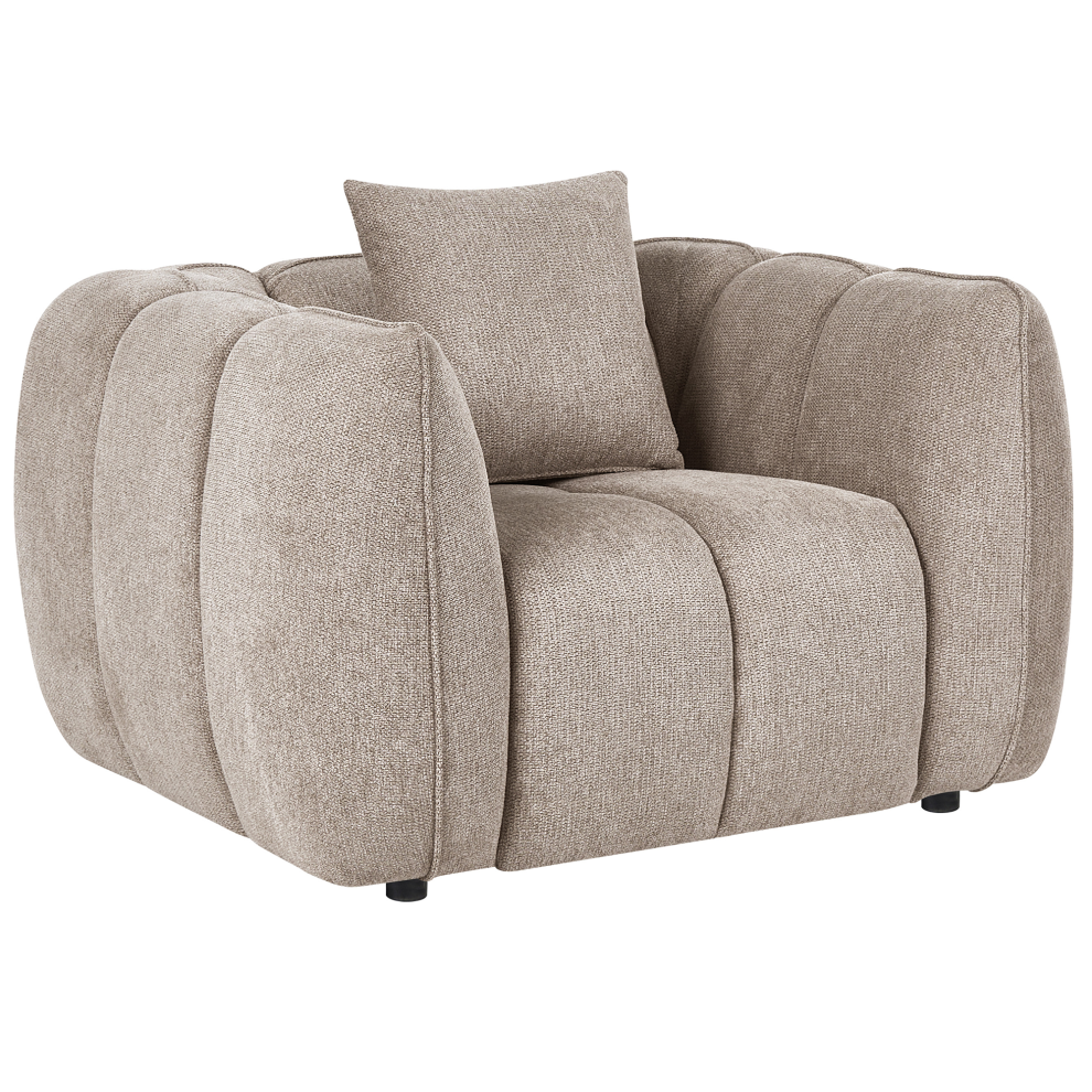 Photos - Chair Beliani Armchair NESS Fabric Taupe Brown 