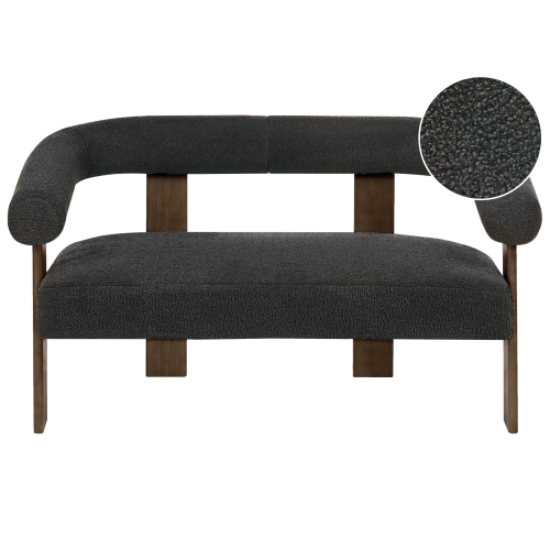 Beliani Sofa 2 Seater ILBRO Boucle Black/ Dark Brown