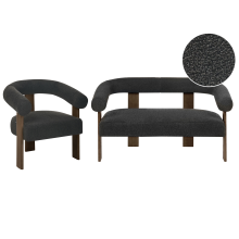 Living Room Set ILBRO Boucle Black/ Dark Brown