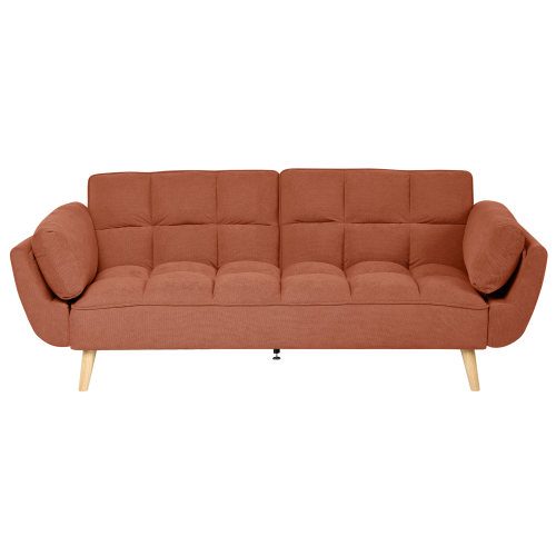 Beliani Sofa Bed 3 Seater ASBY Fabric Orange