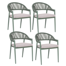 Set of 4 Garden Chairs with Cushions ORMEA Metal Green