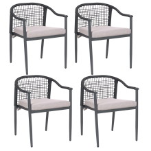 Set of 4 Garden Chairs with Cushions OZZERO Metal Black