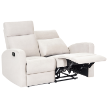 Manual Recliner Sofa 2 Seater VERDAL Velvet Beige with Footrest