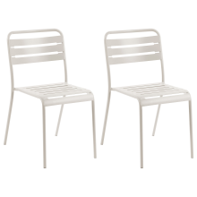Set of 2 Garden Chairs LEFKADA Metal Light Beige