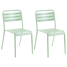 Set of 2 Garden Chairs LEFKADA Metal Green