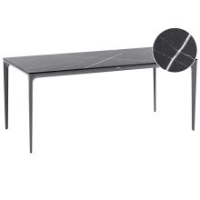 Garden Dining Table SOVARETO 180 cm 90 cm Marble Effect Black Marble