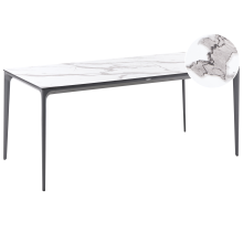 Garden Dining Table SOVARETO 180 cm 90 cm Marble Effect White Marble