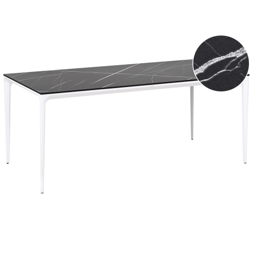 Beliani Garden Dining Table SOVARETO 180 cm 90 cm Marble Effect Black Marble