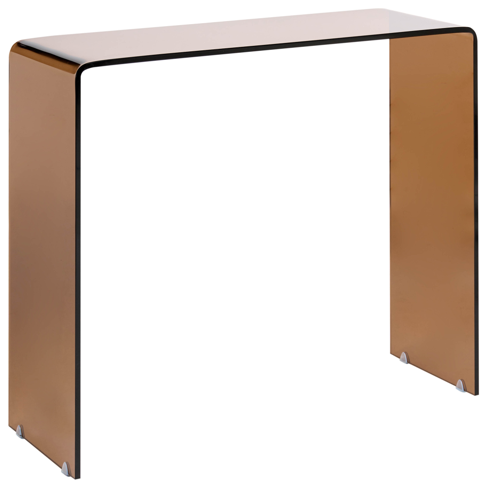 Photos - Dining Table Beliani Console Table KENDALL Tempered Glass Brown 