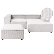 Modular Corner Sofa 2 Seater ARDAL with Ottoman Corduroy Off-White Left Hand