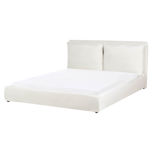 Beliani Bed Velvet BAJONNA 160 x 200 cm (EU King) Off-White
