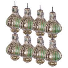 Set of 8 Baubles BRILLANT Glass Green