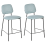 Beliani Set of 2 Bar Chairs DUETTE Fabric Light Blue 1