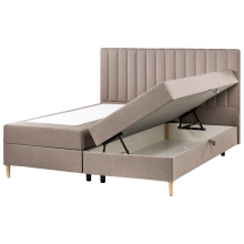 Divan Bed with Storage OFFICER Fabric Taupe 180 x 200 cm (EU Super King)