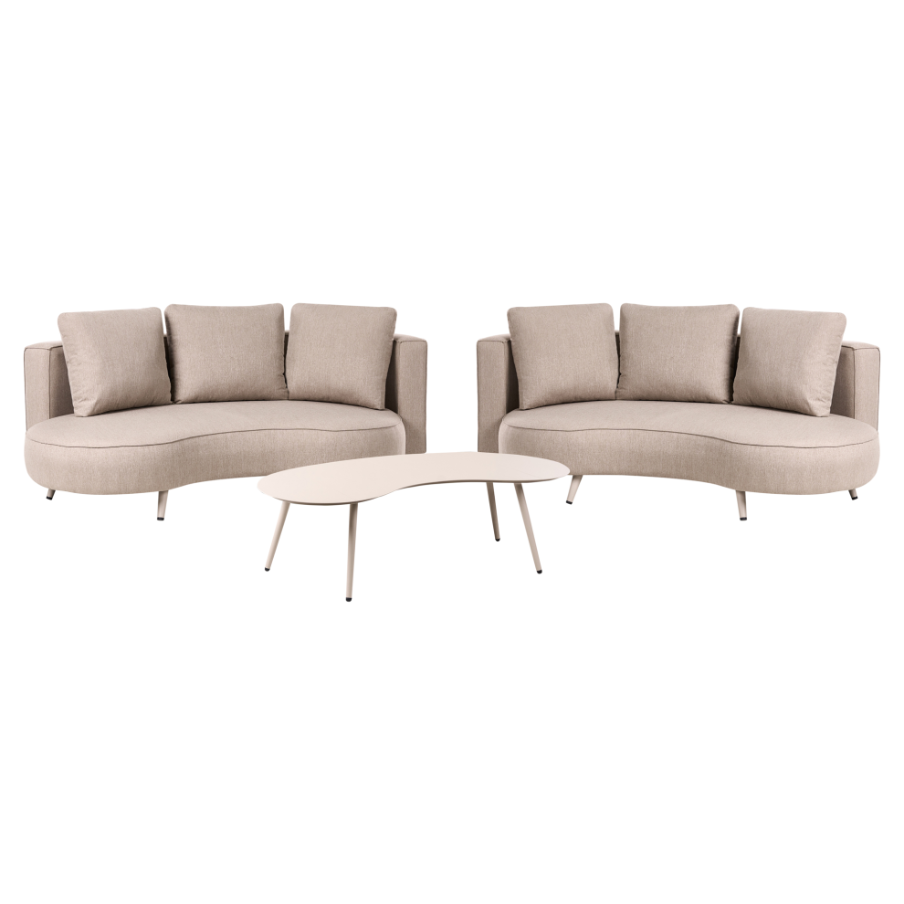 Beliani Garden Lounge Set With Table 6 Seater Parori Beige