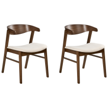 Set of 2 Dining Chairs LILLY Fabric Brown/ Off-White