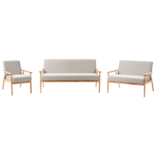 Living Room Set 6 Seater ESRUM Fabric Light Brown/ Grey