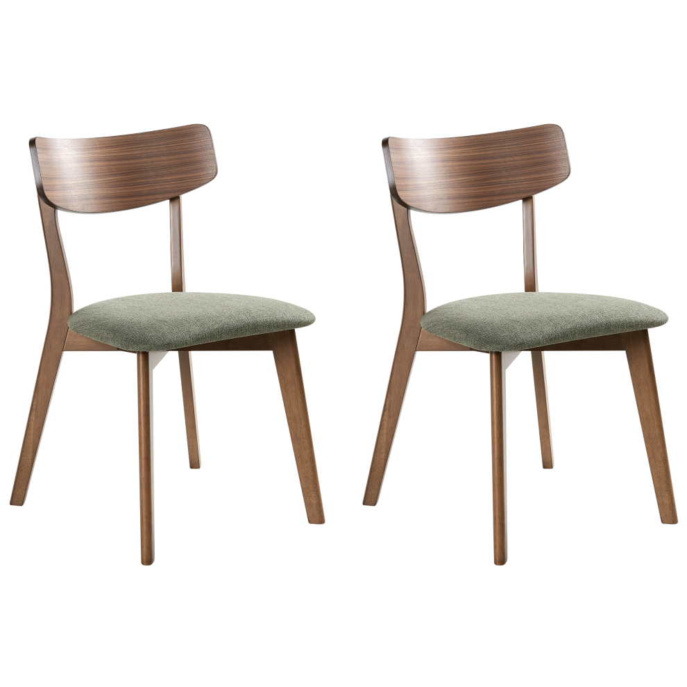 Photos - Chair Beliani Set of 2 Dining  HOLLY Wood Dark Brown/ Green Green,Brown 