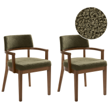 Set of 2 Dining Chairs DALBO Boucle Brown/ Green