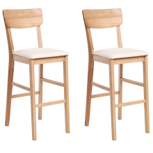 Set of 2 Bar Chairs AMBLER Wood Light Brown/ Beige