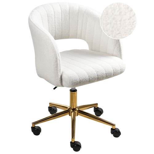 Beliani Desk Chair KATONAH Boucle Off-White