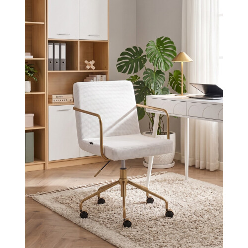 Beliani Office Chair TRINITY Corduroy Off-White 1