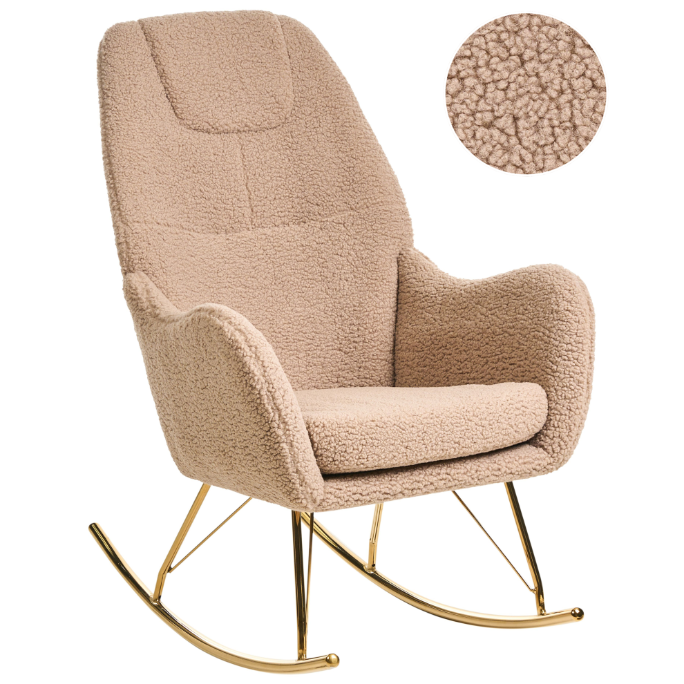 Beliani Rocking Chair Gulsele Boucle Beige