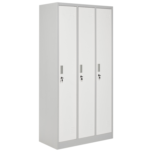 Beliani 3-Door Storage Locker ATHLETE Metal Grey/ White
