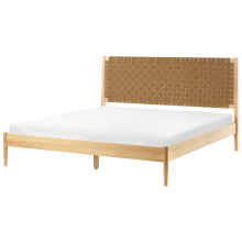 Bed Pine Wood BRUNEMONT 180 x 200 cm (EU Super King) Light Brown