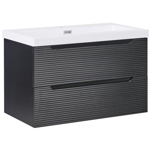 Beliani Wall Mounted Vanity Unit with Basin MAKANA Black
