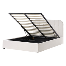Ottoman Bed CHALLANS Fabric Off-White 140 x 200 cm (EU Double)