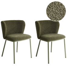Set of 2 Dining Chairs MINA II Boucle Dark Green