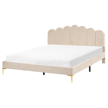 Bed Velvet SAUVIAN 160 x 200 cm (EU King Size) Beige