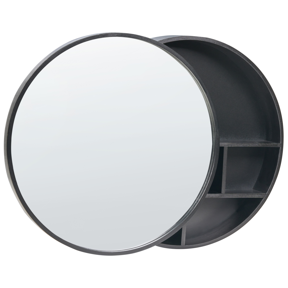 Photos - Other Bathroom Accessories Beliani Bathroom Wall Mounted Mirror Cabinet UCAYALI 50 cm 50 cm Black