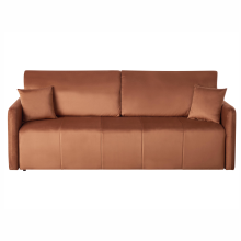 Sofa Bed 3 Seater EGGE Velvet Golden Brown