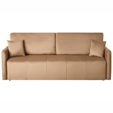 Sofa Bed 3 Seater EGGE Velvet Light Brown