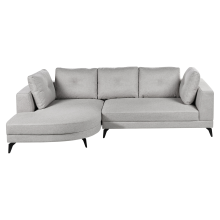Corner Sofa 3 Seater YURI Faux Linen Grey Right Hand