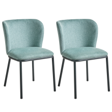 Set of 2 Dining Chairs ARTESIA Fabric Mint Green