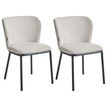 Set of 2 Dining Chairs ARTESIA Fabric Light Beige