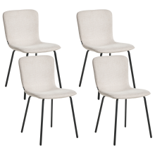Set of 4 Dining Chairs CALDWELL Fabric Light Beige